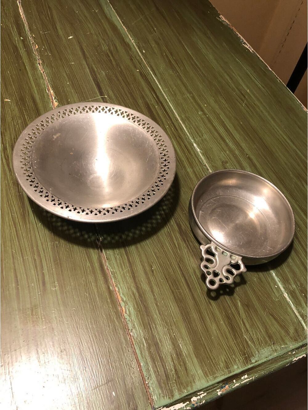 Vintage Pewter Bundle One Woodbury Porringer Bowl One Pewter by Pool Candy Bowl